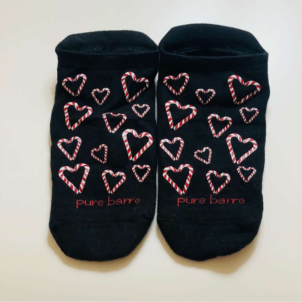 EUC Pure Barre Candy Cane Hearts Sticky Socks - Small